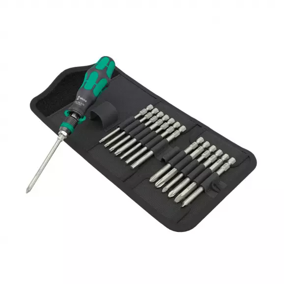 Отвертка с накрайници WERA Kraftform Kompakt 838 RA-R M Set 15части, PH, PZ, SB, TX, SW, двукомпонентна дръжка, с тресчотка