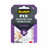 Двойнозалепваща лента 3M Scotch FIX Mirror 19мм/1.5м, до 5кг, бяла, за огледала
