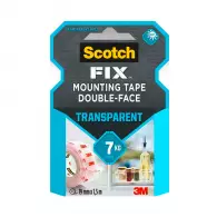 Двойнозалепваща лента 3M Scotch FIX Transparent 19мм/1.5м, прозрачна, UV-устойчива, до 7кг