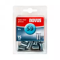 Нит гайка NOVUS STEEL М6/L=15мм, стоманена с плоска периферия, 10бр. в блистер