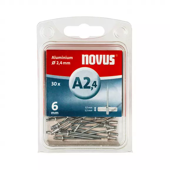 Попнит алуминиев NOVUS 2.4x6.0мм, 30бр. блистер