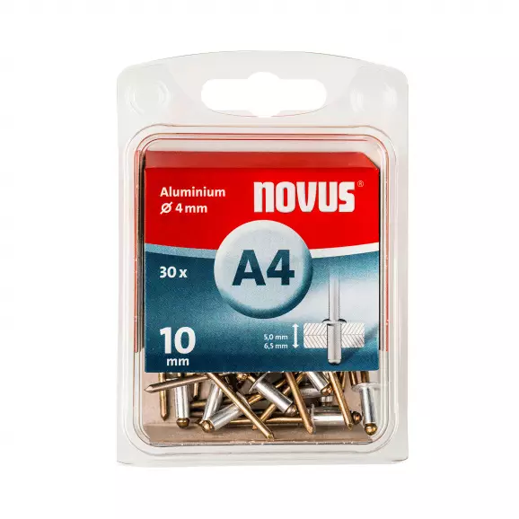 Попнит алуминиев NOVUS 4.0x10мм, 30бр. блистер