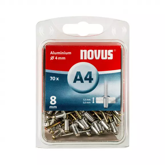 Попнит алуминиев NOVUS 4.0x8.0мм, 70бр. блистер