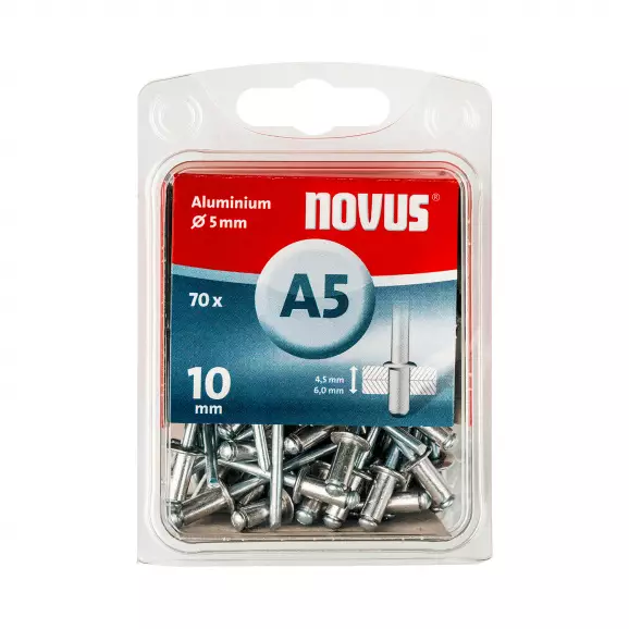 Попнит алуминиев NOVUS 5.0x10мм, 70бр. блистер