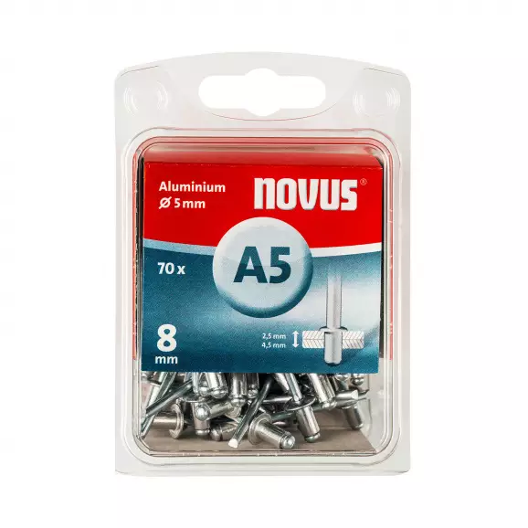 Попнит алуминиев NOVUS 5.0x8.0мм, 70бр. блистер