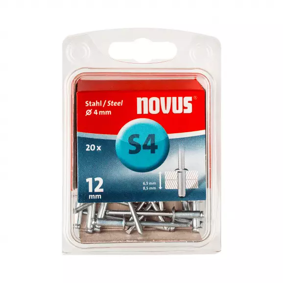 Попнит алуминиев NOVUS DIN7337 4.0x12мм, 20бр. блистер