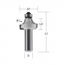 Радиусов фрезер MAKITA D=28.6мм L=57.3мм I=14.5мм R=7.9мм S=8мм Z=2, HW, RH - small, 248383