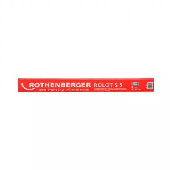 Твърд припой ROTHENBERGER Rolot S5 2x500мм/1000гр, за спояване на медни тръби с тръбни