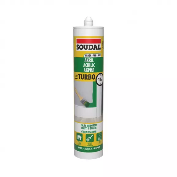 Акрилен уплътнител бързосъхнещ SOUDAL Turbo 280мл-бял