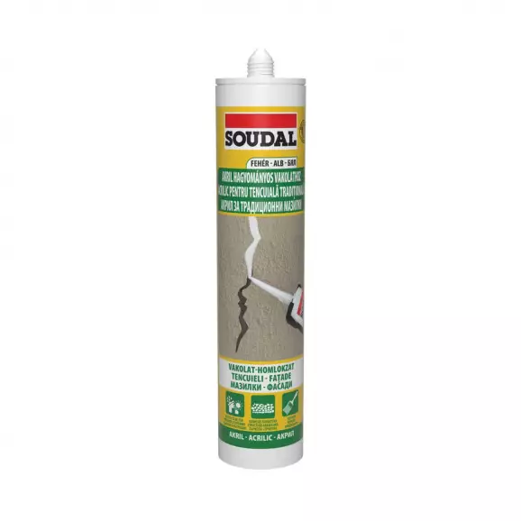 Акрилен уплътнител за мазилки SOUDAL 280мл-бял