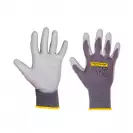 Ръкавици TOPMASTER PG08 PU, сиви, от полиестерно трико, топени в нитрил, ластичен маншет - small