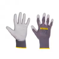 Ръкавици TOPMASTER PG08 PU, сиви, от полиестерно трико, топени в нитрил, ластичен маншет
