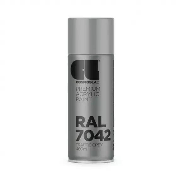 Спрей боя сив COSMOS LAC RAL 7042 400мл, №306, гланц