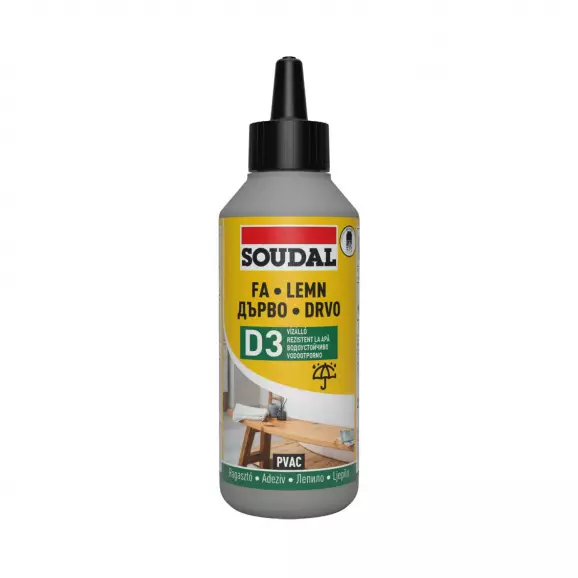 Водоустойчиво лепило за дърво SOUDAL 65A D3 250мл-бяло