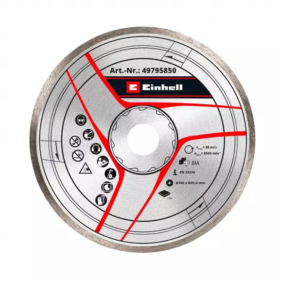 Диск диамантен EINHELL 180х2.4х25.4мм, за тухли, фаянс, бетон, за сухо рязане