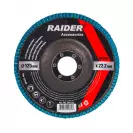 Диск ламелен RAIDER Zirconia 125х22.23мм P60, за шлайфане на неръждаема стомана, дърво, пластмаси - small