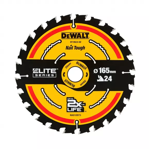 Диск с твърдосплавни пластини DEWALT 165/1.6/20 Z=24, за дървесина