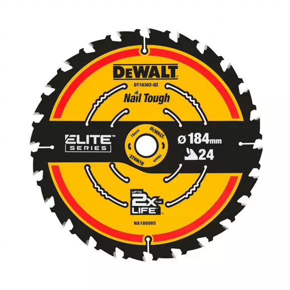 Диск с твърдосплавни пластини DEWALT 184/1.6/20 Z=24, за дървесина