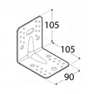Планка ъглова усилена DOMAX KPL 21 105.5х90х105.5x2.0мм, поцинкована, за дървени строителни продукти - small, 254368