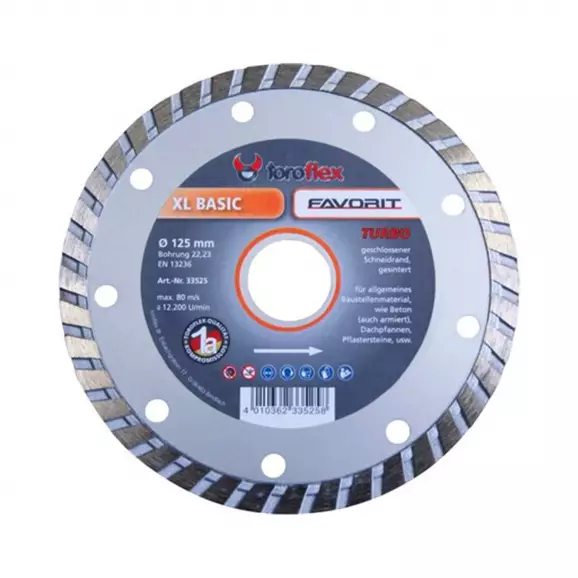 Диск диамантен SWATYCOMET Toro Lite Concrete Turbo 125х7х22.23мм, за естествен камък, сухо рязане 