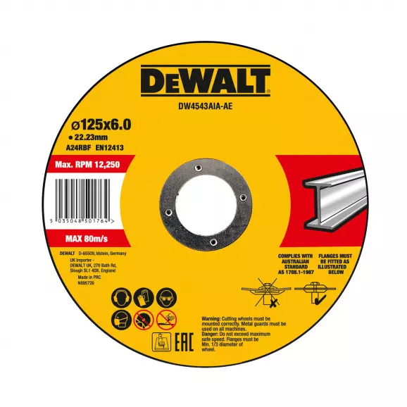 Диск карбофлексов DEWALT 125х6.0х22.23мм, за шлайфане на метал