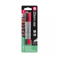Маркер перманентен SAKURA IDenti Pen 0.4/1.0мм - червен и черен 2бр.