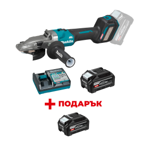 Акумулаторен ъглошлайф MAKITA GA055GZ + Батерия акумулаторна MAKITA XGT BL4040F + Зарядно устройство MAKITA XGT DC40RC + Подарък: Батерия акумулаторна MAKITA XGT BL4040F 