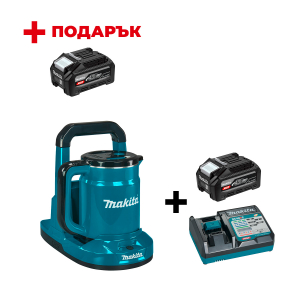 Акумулаторна кана за вода MAKITA KT001GZ + Зарядно устройство MAKITA DC40RC XGT + Батерия акумулаторна MAKITA XGT BL4040F +
ПОДАРЪК: Батерия акумулаторна MAKITA XGT BL4040F
