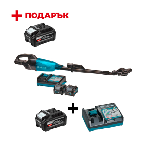 Акумулаторна прахосмукачка MAKITA CL001GA210+ Зарядно устройство MAKITA DC40RC XGT + Батерия акумулаторна MAKITA XGT BL4040F + ПОДАРЪK: Батерия акумулаторна MAKITA XGT BL4040F

