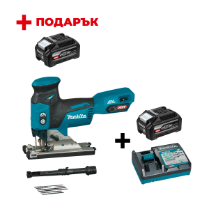 Акумулаторен прободен трион MAKITA JV001GZ + Зарядно устройство MAKITA DC40RC XGT + Батерия акумулаторна MAKITA XGT BL4040F + ПОДАРЪK: Батерия акумулаторна MAKITA XGT BL4040F

