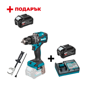 Акумулаторен ударен винтоверт MAKITA HP001GZ + Зарядно устройство MAKITA DC40RC XGT + Батерия акумулаторна MAKITA XGT BL4040F + ПОДАРЪK: Батерия акумулаторна MAKITA XGT BL4040F

