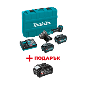 Акумулаторен ъглошлайф MAKITA GA038GT201 + ПОДАРЪК: Батерия акумулаторна MAKITA XGT BL4040F
