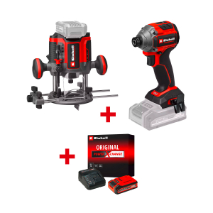 Акумулаторен гайковерт ударен EINHELL TP-CI 18/250-C Li BL - Solo+Акумулаторна оберфреза EINHELL TP-RO 18/55 Li BL+ Стартов компплект Power X-Change 18 V / 4,0 Ah PLUS на специална цена 4,99 €