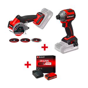 Акумулаторен ъглошлайф EINHELL TP-CO 18/76-C Li BL+Акумулаторен гайковерт ударен EINHELL TP-CI 18/250-C Li BL - Solo+ Стартов компплект Power X-Change 18 V / 4,0 Ah PLUS на специална цена 4,99 €