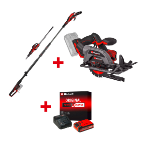 Акумулаторна кастрачка за клони EINHELL GP-HC 18/5020Li TBL-Solo+Акумулаторен циркулярен трион EINHELL TP-CS 18/136-C Li BL+Стартов компплект Power X-Change 18 V / 4,0 Ah PLUS на специална цена 4,99 €