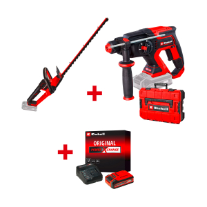 Акумулаторен храсторез EINHELL GP-CH 18/50 Li BL-Solo+Акумулаторен перфоратор EINHELL TP-HD 18/22 D Li BL - Solo+Стартов компплект Power X-Change 18 V / 4,0 Ah PLUS на специална цена 4,99 €